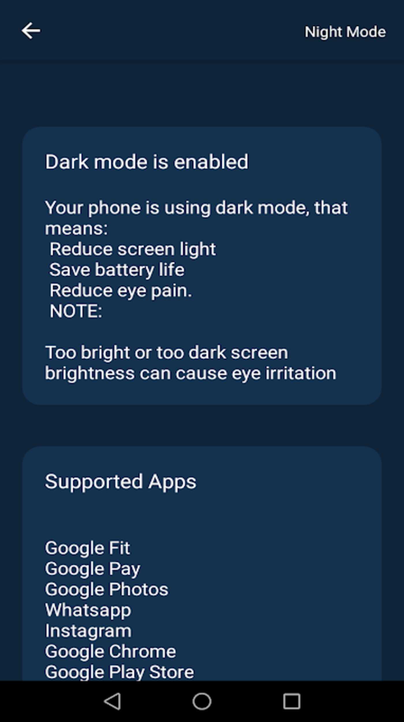 Night Mode:Dark Mode Enabler (No Root) v2.24 (Mod) Apk